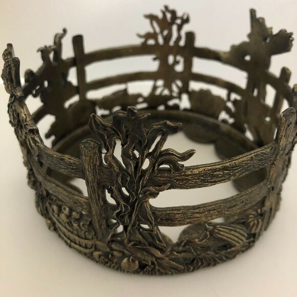 Scents & Accents Fine Pewter Scarecrow Fall Harvest Candle Holder 1998 USA - Picture 3 of 6